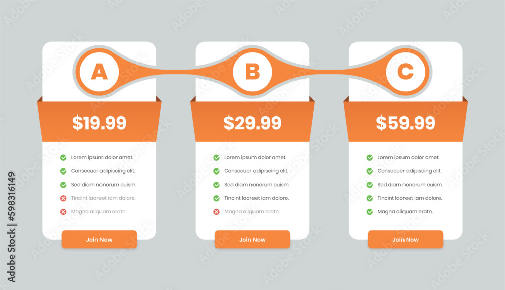 Wall mural modern subscription pricing comparison list with abstract shapes and checklist