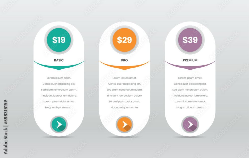 Wall mural simple subscription pricing comparison table template design