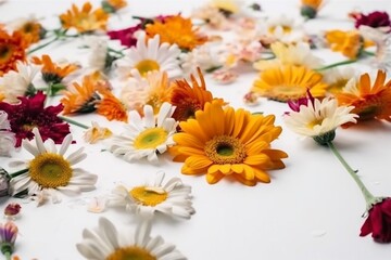Obraz premium summer spring white mockup floral leaf isolated flower background nature desk. Generative AI. Generative AI