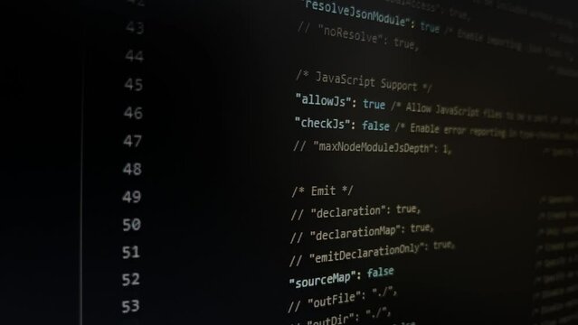 Program Code On Black Background On Display