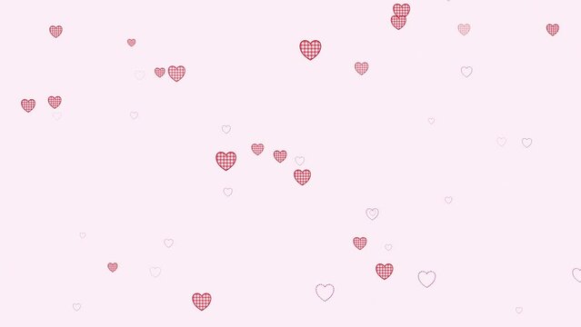 aesthetics cute kawaii red gingham checkers heart shape motion background