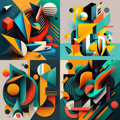 graphic shapes, bold colors, strong composition, and simplified design