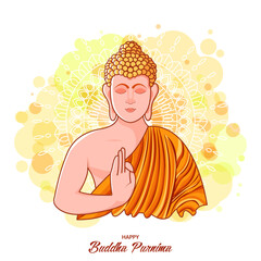 Obraz na płótnie Canvas Illustration of Lord Buddha for the celebration of indian festival Buddha Purnima.