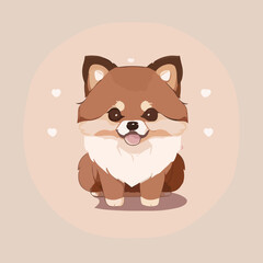 Cute pomeranian dog. Vector illustration. Cartoon style.