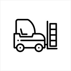 Forklift Truck Icon, Industrial Truck Used For Moving And Lifting Material