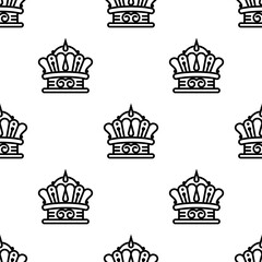 Crown Icon Seamless Pattern, Traditional Head Adornment