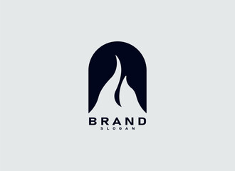 Fire Mountain Logo. Geometric Shape Mountain or Fire Symbol. Flat Vector Design Template element