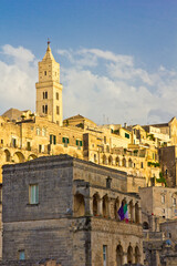 Fototapeta premium view of the ancient city of Matera in Basilicata in Italy made of rocks 