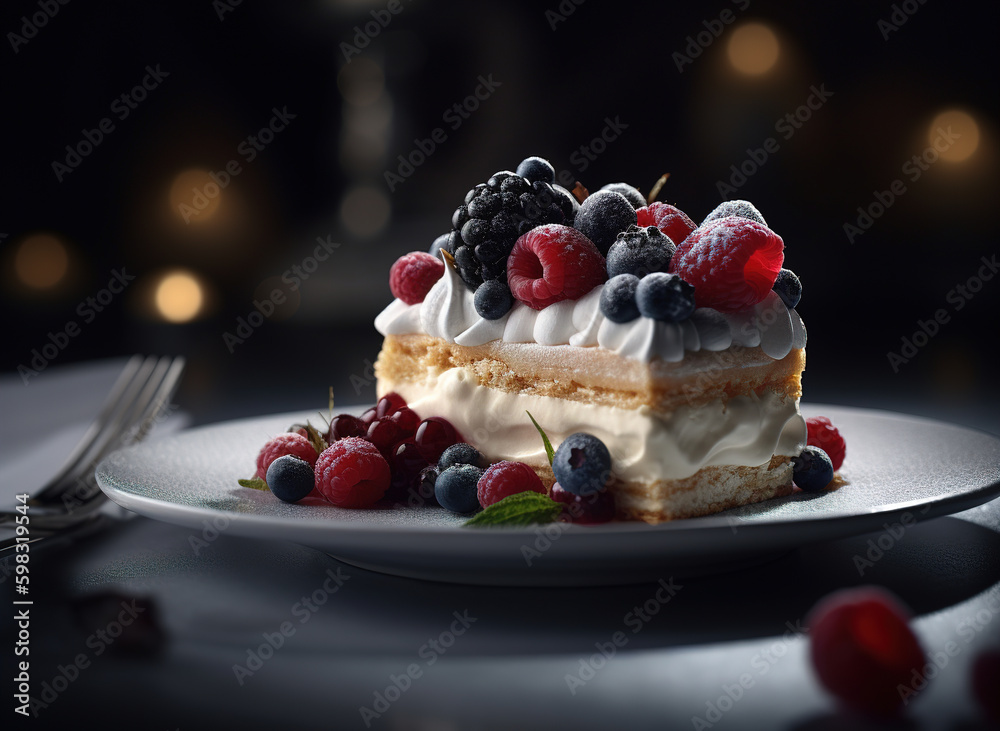 Wall mural Tasty delicious pice of  cake.Generated by AI. - Wall murals