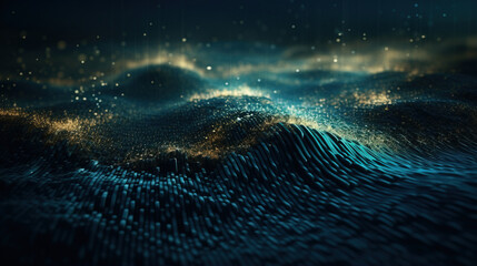 Wave grid abstract graphics,created with Generative AI tecnology.