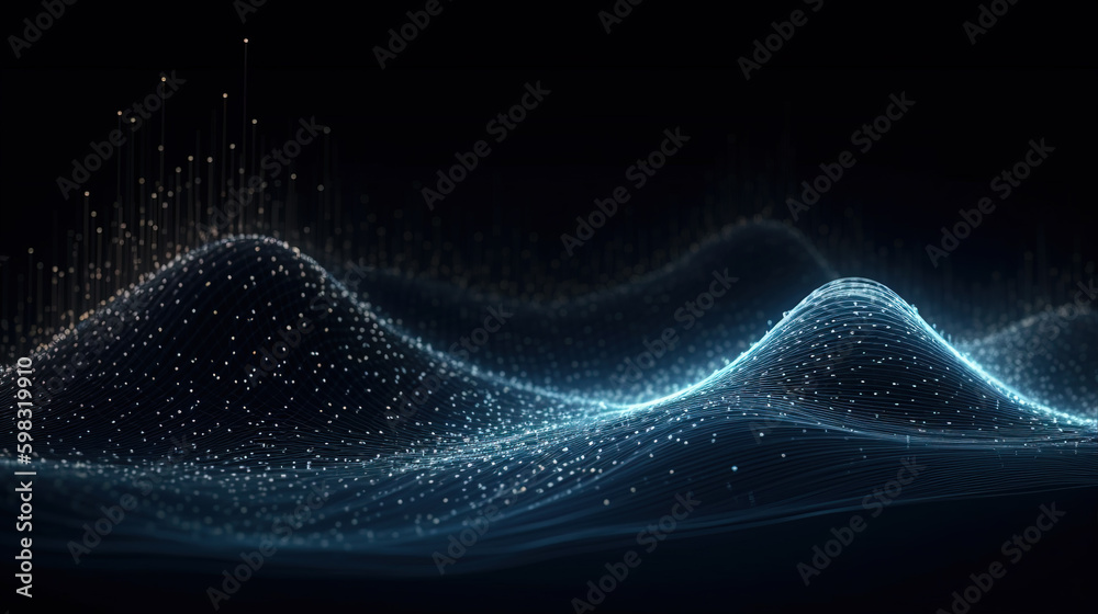Wall mural wave grid abstract graphics,created with generative ai tecnology.