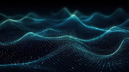 Naklejka premium Wave grid abstract graphics,created with Generative AI tecnology.