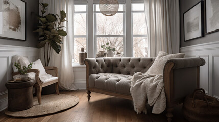 Fototapeta premium Cozy Reading Nook, generative AI, AI generated Generative AI