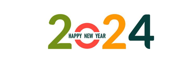 Happy New Year 2024 logo text design. Merry Christmas and Happy New Year.2024 new year idea concept.