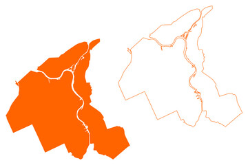 Zwartewaterland municipality (Kingdom of the Netherlands, Holland, Overijssel or Oaverysel province) map vector illustration, scribble sketch map