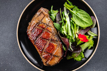 roasted duck breast meat poultry meal food snack on the table copy space food background rustic top view
