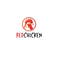 Red Chicken Flat vector logo design