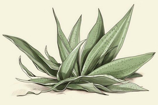 recommend clip art: Tropical aloe vera flower illustration. Generative AI
