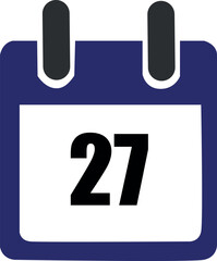 Calendar icon. Calendar design. Day of the month. Day 27th. Day 27. 