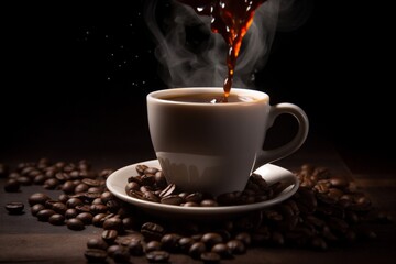 bean cafe drink aroma espresso breakfast cup morning brown mug. Generative AI. Generative AI