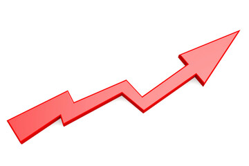 Red arrow on white background