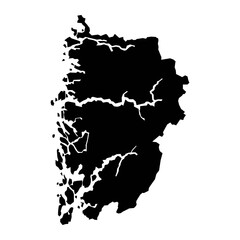 Vestland county map, administrative region of Norway. Vector illustration.