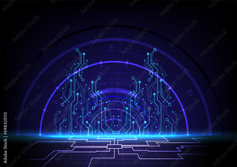 Sticker global digital technology internet network circuit board concept background