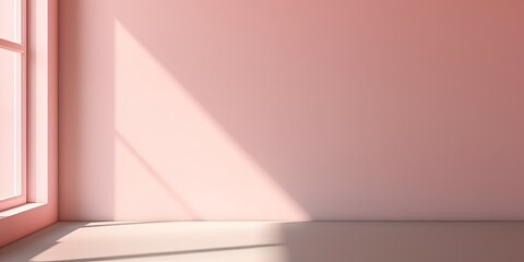 Minimalistic Light  Pink wall in an empty room for presentation background. Elegant lighting with abstract shadows. - Generative AI 