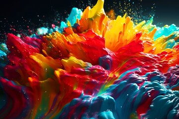 Realistic big splash of different flowing paints. Generated ai.