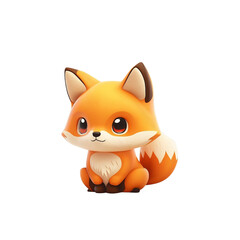 Obraz premium Cute Adorable Little Fox, 3D Illustration on Isolated Background, Generative AI