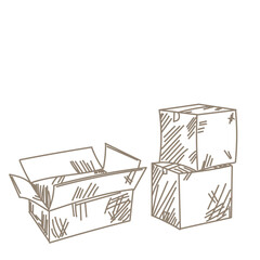Set of cardboard cardboard boxes. Carton packing for shipping open and closed box. Vector illustration