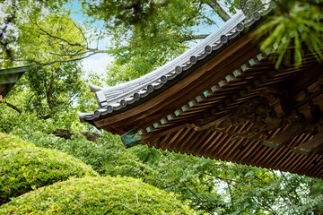 日本の寺社建築の美しさのひとつは屋根の軒ぞりです © Bogey Yamamoto