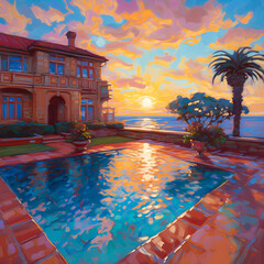 Summer Authentic outdoor experiences, showcase warm-weather adventure, fun, Hand drawn abstract, Vibrant Ink And Luministic Oil Painting, Background, artwork Concept, Abstract luxury, generative AI
