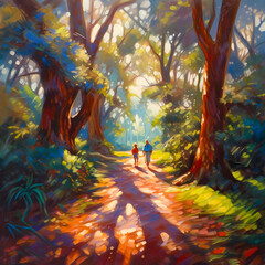 Summer Authentic outdoor experiences, showcase warm-weather adventure, fun, Hand drawn abstract, Vibrant Ink And Luministic Oil Painting, Background, artwork Concept, Abstract luxury, generative AI
