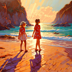 Summer Authentic outdoor experiences, showcase warm-weather adventure, fun, Hand drawn abstract, Vibrant Ink And Luministic Oil Painting, Background, artwork Concept, Abstract luxury, generative AI
