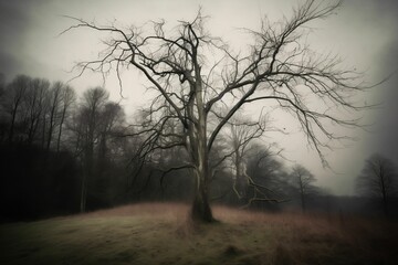 The Lonely Sentinel: A Withered Tree in an Empty Field