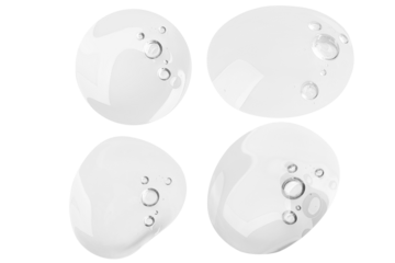 Set of different Big Drops of transparent gel without background. PNG