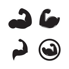 Arm muscle silhouette logo biceps icon