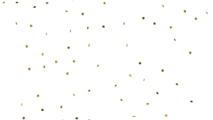 Gold confetti background, isolated on transparent background