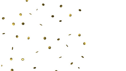 Gold confetti background, isolated on transparent background