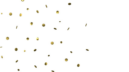 Gold confetti background, isolated on transparent background