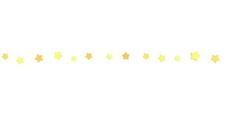 XMAS Banner with golden decoration. Festive border with falling glitter dust and stars.  (PNG transparent)