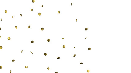 Gold confetti background, isolated on transparent background