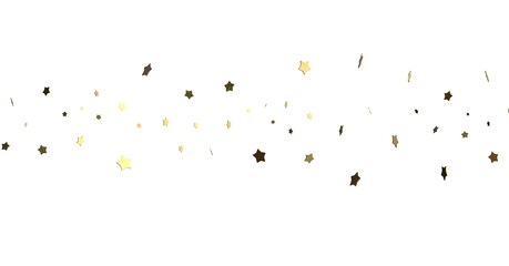 XMAS Stars - Banner with golden decoration. Festive border with falling glitter dust and stars.  (PNG transparent)