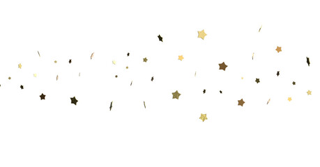 Fototapeta premium XMAS Stars - Banner with golden decoration. Festive border with falling glitter dust and stars. (PNG transparent)