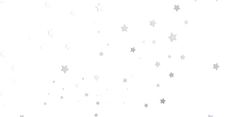 Silver star of confetti. Falling stars on a white - png transparent
