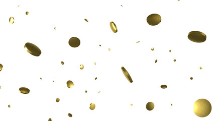 Glittering golden confetti png. Glittering golden confetti falls from above on transparent background. Celebrate festivals.