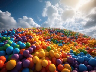 A sea of rainbow balloons drifting into the sky at the end of a Pride parade.Generative AI