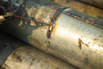 This is a plane seat pipe, the pipe is being repaired. The welding is done.