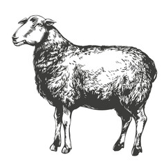 sheep hand drawn vector illustration realistic sketch.